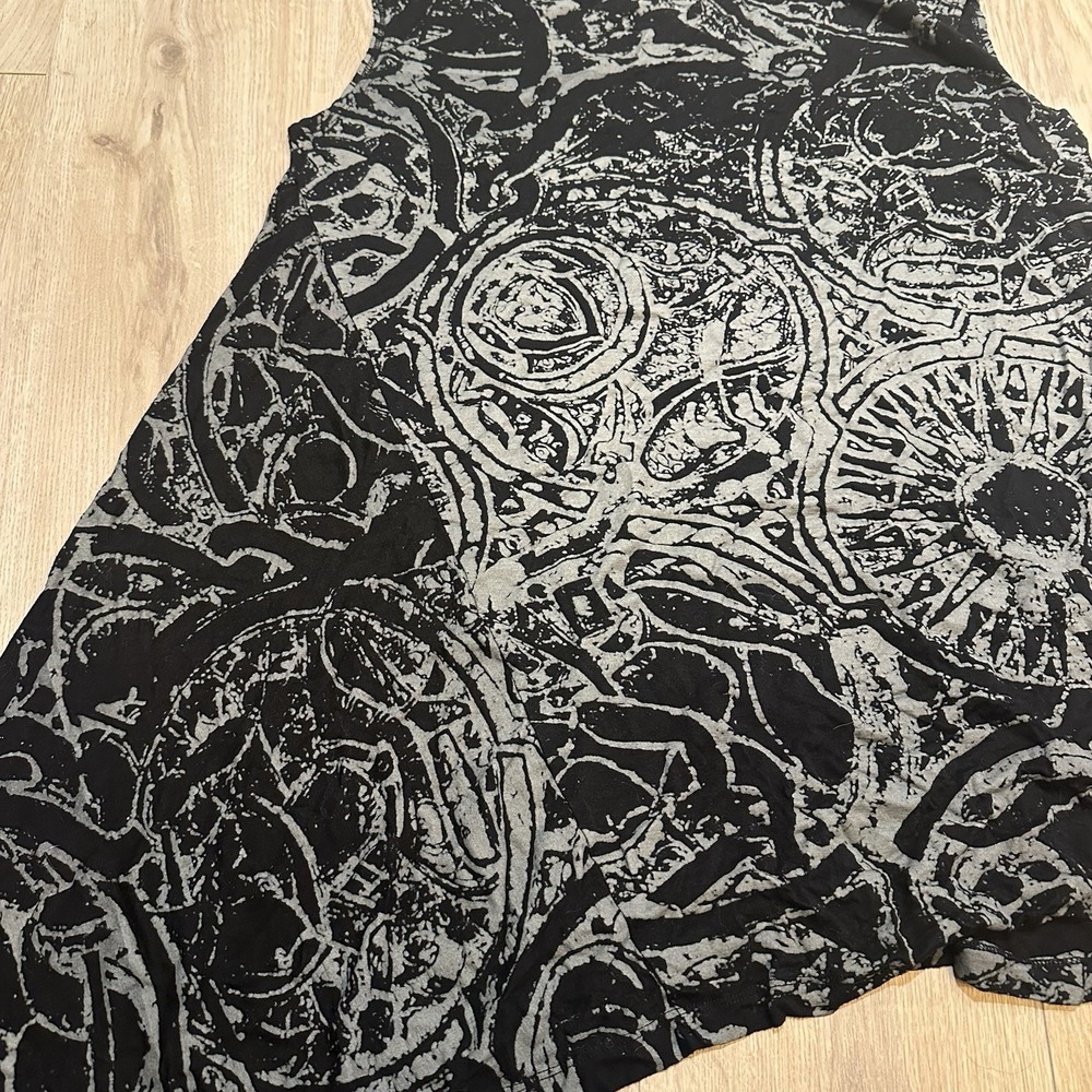 Bryn Walker Black Grey High Low Asymmetrical Tunic Top Print Lagenlook Sz 1X EUC - Picture 7 of 10